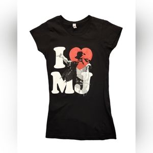 I love MJ (Michael Jackson) Black Short Sleeve T-Shirt